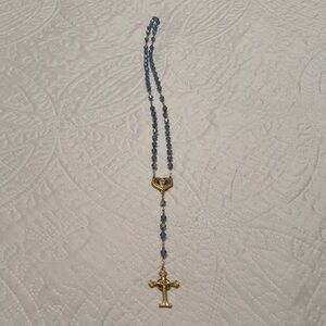 Vintage Blue Iridescent Beads or Crystals Rosary Lady of Lourdes Aurora